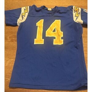 VTG Rawlings Chargers NFL Jersey Dan Fouts #14 80s USA Made Bolts L 42